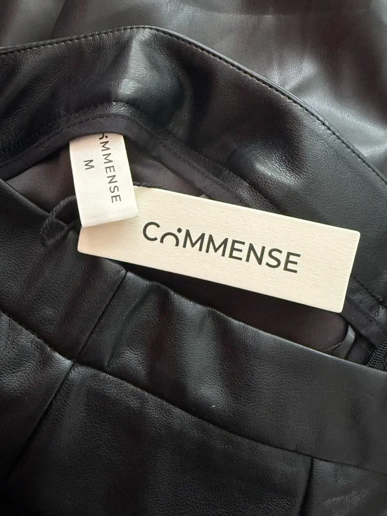 Commense Side Split PU Leather Midi Skirt - Picture 5 of 8